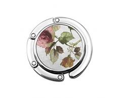 Niedlicher Faltbarer Geldbeutel-Aufhänger für Tisch, Geldbeutel-Haken-Blume Shabby Chic Roses Leaves Tulips Floral