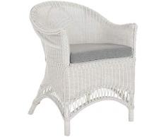 korb.outlet Rattansessel Landhaus Flechtsessel aus Natur-Rattan Rattan Sessel Korbsessel Wintergarten (Weiß, mit Polster)