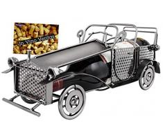 BRUBAKER Weinflaschenhalter Vintage Auto Oldtimer Flaschenständer Deko-Objekt Metall mit Grußkarte für Weingeschenk