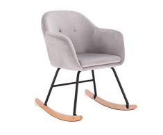 WOLTU® Schaukelstuhl SKS16hgr Relaxstuhl Sessel Schaukelsessel Schwingsessel Samt Stahl Massivholz Hellgrau