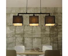 Creative 3-Flammig Pendelleuchte Schwarz Metall Höhenverstellbar Hängeleuchte Modern Persönlichkeit Elegante Tuch Lampenschirm Wohnzimmer Esszimmer Studie Deckenleuchte Max 60W 3 * E27 L70cm * H26cm