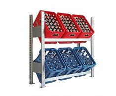 Getränkekistenregal - Regal für Getränkekisten- Getränkeregal - Kistenregal made in Germany 100 x100 cm 2 Ebenen für bis zu 6 Getränkekisten (Grundregal)