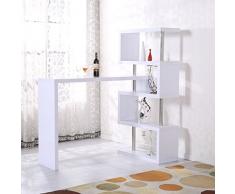 HOMCOM Bartheke Hausbar Schreibtisch Bartisch Regal Raumteiler Tisch Holzoptik 198 x 39,5 x 164,5 cm