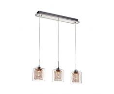 3-Flammig Pendelleuchte Modern Glas Lampenschirm DREI Schichten Design Pendellampe Spannende Licht-Schatten-Effekt LED Hängeleuchte Esstischlampe Metall Dekorative Hängelampe 18W Warmes Weiß Licht