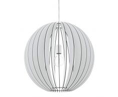 EGLO Holz Pendellampe Cossano, 1 flammige moderne Pendelleuchte, Hängeleuchte aus Holz und Stahl, Farbe: weiß, Fassung: E27, Ø: 50 cm