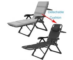 ZHJYD Liege Falten Freien Gartenstuhl Heavy Duty Einstellbare Liegesitz Voll Gepolsterte Sonnenliege Lehnstühle Angeln Bettträger 200kg (Color : Gray)