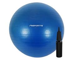 Gymnastikball inkl. Pumpe 55 cm - 105 cm Sitzball - Fitnessball inkl. Übungsposter Medizinball (65 cm, Blau)