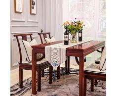 HTL Konferenz Tischdecke Haushalt Tischdecke, Kaffeetisch Tischdecke, Baumwolle Hanf bestickte Tuch Kunst Tee Tisch Flagge Nacht Handtuch Hotel einfach modern, Restaurant Tischdecke,32 * 160 cm,Weiß