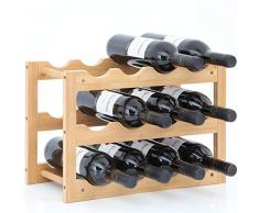 Gräfenstayn® Weinregal VERONA - aus Bambus-Holz für 12 Wein-Flaschen - Größe 42x21x28 cm (LxBxH) Weinflaschenhalter Weinkiste Flaschenregal