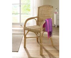 Dekoleidenschaft Rattan-Stuhl, Natur lackiert, Komfort Sitzhöhe 49cm