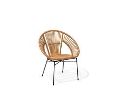 Beliani Stuhl Rattan sandbeige für den Innenbereich Sarita