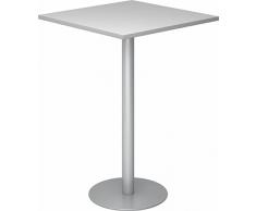 BÜMÖ® Stehtisch mit massiven Tellerfuß & Säule in Silber lackiert | Bartisch | Hochwertiger Bistrotisch | Säulentisch in 2 Formen und 7 Dekoren (Platte: eckig-Ø 80cm, Grau)