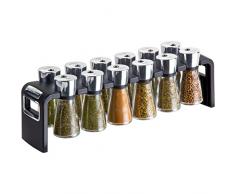 Cole & Mason Shaw Kräuter & Gewürz Regal 12 Gläser 110mm Gewürzständer, Kunststoff, Black, Jar, 13