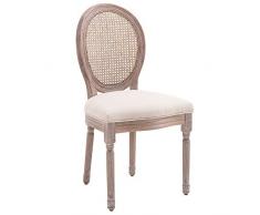 HOMCOM Esszimmerstuhl Küchenstuhl Polsterstuhl Lehnstuhl Rattanstuhl Vintage Retro beige 50 x 54,5 x 97 cm