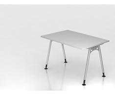 BÜMÖ® Schreibtisch höhenverstellbar | Bürotisch in 6 Dekoren & 7 Formen | Büroschreibtisch Profiqualität (Rechteck: 120x80 cm, Grau)