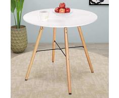 VADIM Rund Esszimmertisch Küchentisch Esstisch Weiß Modern, Couchtisch Büro konferenztisch, Kaffee Tee Büro Küche Esstisch, Freizeit, Holz mit MDF-Lackplatte, 80x74CM