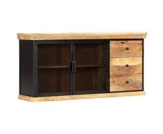 N / A vidaXL Sideboard Mit 3 Schubladen und 2 Fächern, Vitrinenschrank Küchenschrank Esszimmerschrank, Massivholz für Wohnzimmer, Schlafzimmer, Flur, Bad 150 x 40 x 75 cm