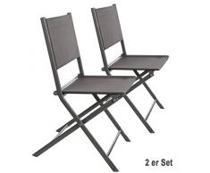 Quantum Interior Garten-Klappstuhl, Balkonstuhl-Campingstuhl, wetterfest, Maße ca.H/B/T 83x46x56cm (2, Grau)
