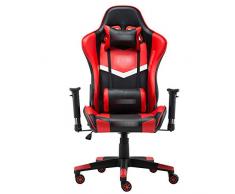 Bangxiu-home Gaming-Stühle Ergonomischer Drehstuhl Racing Gaming PU-Leder Verstellbarer Lehnstuhl Computer-Gaming-Stuhl mit hoher Rückenlehne (Farbe : Rot, Größe : 70X70X127CM)