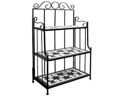 Deuba Blumenregal Blumentreppe Orient Mosaik 3 Ebenen 115 x 58 x 30cm Balkon Terrasse Wandregal Metall Regal Garten