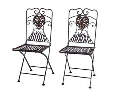aubaho 2X Gartenstuhl Paar Stuhl Bistrostuhl Eisen Antik-Stil Gartenmöbel braun