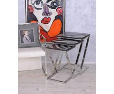 Dreisatztisch Beistelltische im 3er Set Zebra Optik Art Deco Stil Palazzo Exclusiv