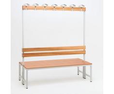 Sitzbank für Umkleide mit Garderobenrückwand (2-seitig) inkl. 2 x Sitzbänke, HxBxT:170x150x60 cm, Marke: Szagato (Umkleidesitzbank, Umkleidebank, Garderobenbank, Echtholz)