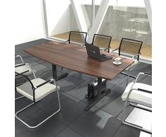 Weber Büroleben GmbH Easy Konferenztisch Bootsform 180x100 cm Nussbaum Besprechungstisch Tisch, Gestellfarbe:Anthrazit