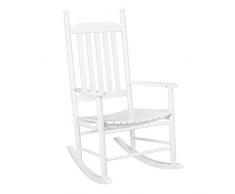 [casa.pro]® Schaukelstuhl Weiß aus Massiv-Holz – Hochwertiger Relax-Stuhl mit Armlehne zur Entspannung oder als Still-Stuhl – Schwing-Sessel Schaukel-Sessel für Wohnzimmer Küche Balkon Garten
