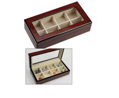 SAFE 3023 M Design Echtholz Sammelvitrine Arvika - Hochglänzend in Klavierlack-Optik Cherry - Sammelschatulle - Sammelkassette - Vitrine Kasten Box 8 Fächer mit glasklarem Sichtfenster
