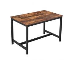 VASAGLE Küchentisch, Esstisch, 120 x 75 x 75 cm, Esszimmertisch für 4 Personen, Kaffeetisch, Wohnzimmer, Esszimmer, Eisengestell, einfacher Aufbau, Industrie-Design, Vintage, dunkelbraun KDT75X