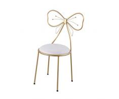 ZKLNO Nordic Indoor Balkon Schmetterlingsstuhl, Schlafzimmer Rückenlehne Prinzessin Maniküre Make-Up Stuhl Fliege Stuhl Umkleidekabine Hocker Milchtee Shop Schmiedeeisen Freizeitstuhl,Weiß