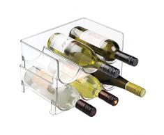 mDesign 2er-Set Flaschenregal – stapelbare Aufbewahrung für Wasserflaschen bzw. Trinkflaschen – ideal als Weinflaschenregal bzw. Weinflaschenhalter mit Platz für je 3 Flaschen – durchsichtig