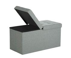 SONGMICS Sitzbank mit Stauraum, Sitztruhe mit Klappdeckel, Aufbewahrungsbox, faltbar, max. statische Belastbarkeit 300 kg, 80 L, 76 x 38 x 38 cm, Leinenimitat, hellgrau meliert LSF41G