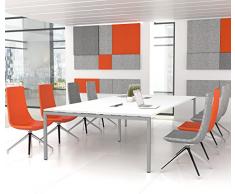 Weber Büroleben GmbH NOVA Konferenztisch 320x164cm Weiß mit ELEKTRIFIZIERUNG Besprechungstisch Tisch, Gestellfarbe:Silber