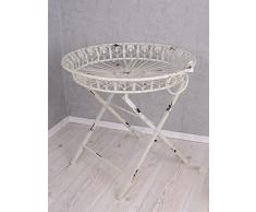 PALAZZO INT Teetisch Weiss Beistelltisch Shabby Chic Metalltisch Gartentisch