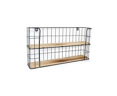 DRULINE Gewürzregal aus Metall mit 2 Etagen | Kräuter- und Gewürzregal | an der Wand montierbar | platzierbar auf einem Regal | zur Aufbewahrung | H x L x B 31 x 60 x 12 cm - Schwarz Holz