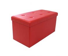 Sotech - Kunstleder Sitzhocker, Sitztruhe, 76 x 38 x 38 cm, Rot, Abgenähtes und gesticktes Finish, Maximale Belastbarkeit: 150 kg, Material: Kunstleder