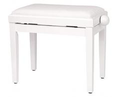 Classic Cantabile Pianobank Weiß-Hochglanz (Höhenverstellbar von 47-56cm, Spindelmechanik, Sitzfläche 55 x 32cm, weißer Velourbezug, stabil)