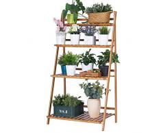 NNDQ Bamboo 3-Tier Plant Stand Pflanzregale, Planter Organizer Display Regale, leicht zu reinigen, für Balkon Garten