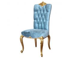 Artigiani Veneti Riuniti Lehnstuhl ohne Armlehne aus Goldblatt, Lehnstuhl mit gepolsterten Rücklehne mit Knöpfen, Elegante Einrichtung, Wohnzimmer, Made in Italy