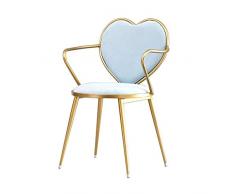 JIEER-C Ergonomischer Stuhl Esszimmerstuhl Komfortabel; Wohnzimmer Schlafzimmer Wohnzimmer Stühle Café Elegantes Design Metallbeine Samt Herzform Kissen Frisierstühle 46 × 41 × 8