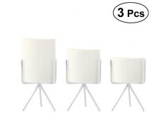 OUNONA Metall Blumenstnder mit Keramik Bluemntpfe Pflanzenstnder Blumenhocker Pflanzenregale Deko f¨¹r Sukkulenten Blumen Indoor Outdoor 3 Paare (Wei)