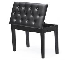 Yaheetech Klavierhocker Pianobank Klavierbank mit Notenfach 75 x 35 x 48 cm, aus Holz, geeignet für 2 Personen, bis 200 kg Schwarz