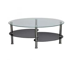 Oakome Glastisch, rund, 3-stöckig, Esstisch, für Wohnzimmer, modern, elegant, Schwarz
