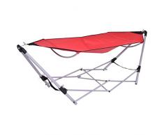 KEWEI Blumenregal Regal Tragbare klappbare Hängematte Lounge Campingbett mit Tragetasche, Stahlrahmenständer Hängematte for den Außenbereich, den Garten und die Terrasse (rot), Farbbezeichnung: ro