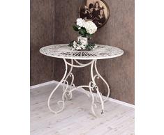PALAZZO INT Runder Esstisch Gartentisch Shabby Chic Eisentisch Weiss Metall Tisch