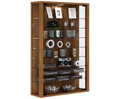 VCM Vitrine Wandvitrine Sammelvitrine Wand Regal Glas Hänge ohne Beleuchtung Kern-Nussbaum 90x59x18 cm Vitrosa Mini
