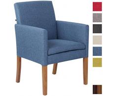 Esszimmerstuhl Warren Mit Stoffbezug I Polsterstuhl Mit Robustem Holzgestell I Retrostuhl Mit Bodenschonern, Farbe:blau, Gestell Farbe:Gestellfarbe Antik-hell