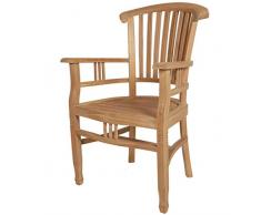 KMH®, Teak Gartenstuhl Colonial mit Armlehnen im Colonialstil (#102059)
